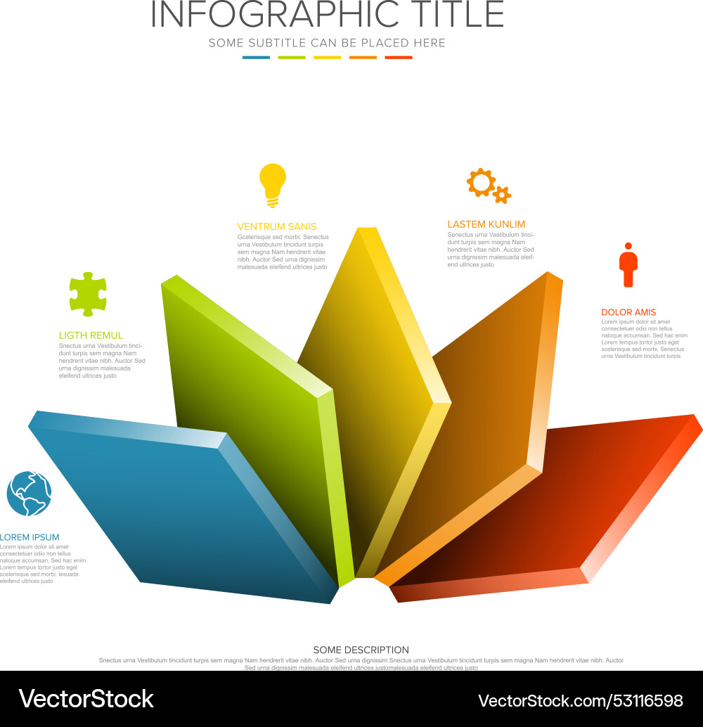 Infographic template with five desk levels in fan Vector Image