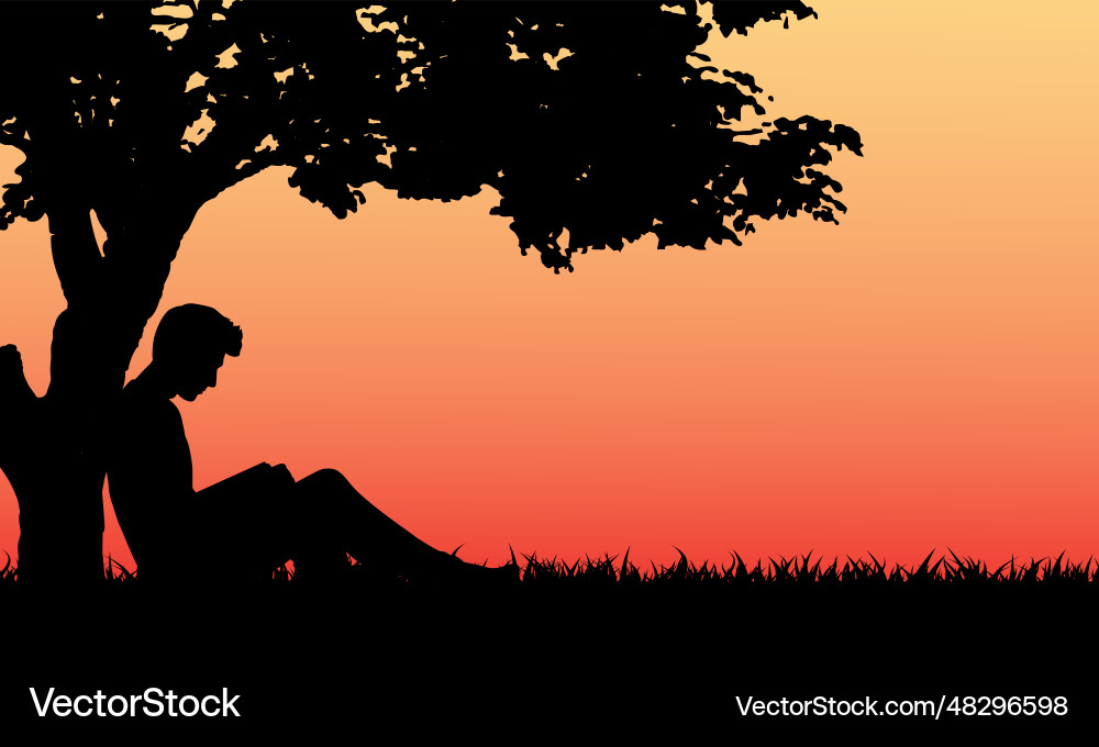 Man Reading Book in Park vector image