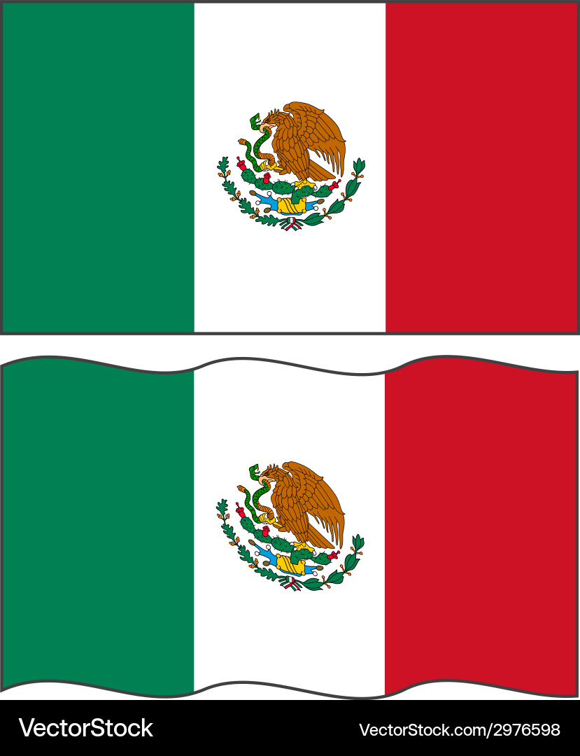 Mexican Flag - Flat Design Vector Image