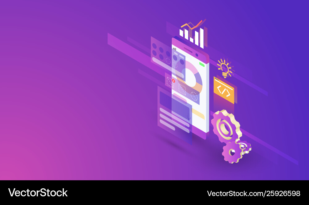 Mobile application development process modern Mobile application development process modern Vector Image