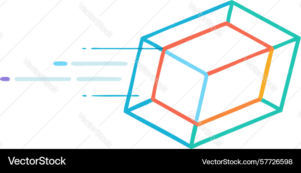 Outline of speeding cube digital acceleration vector image