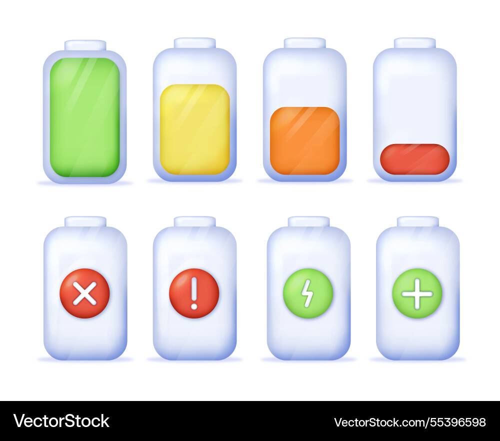 Set of battery icons with different charge levels Set of battery icons with different charge levels vector image