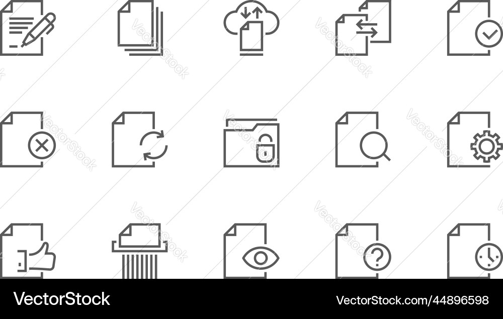 Set of document flow management line icons 48x48 Set of document flow management line icons 48x48 vector image