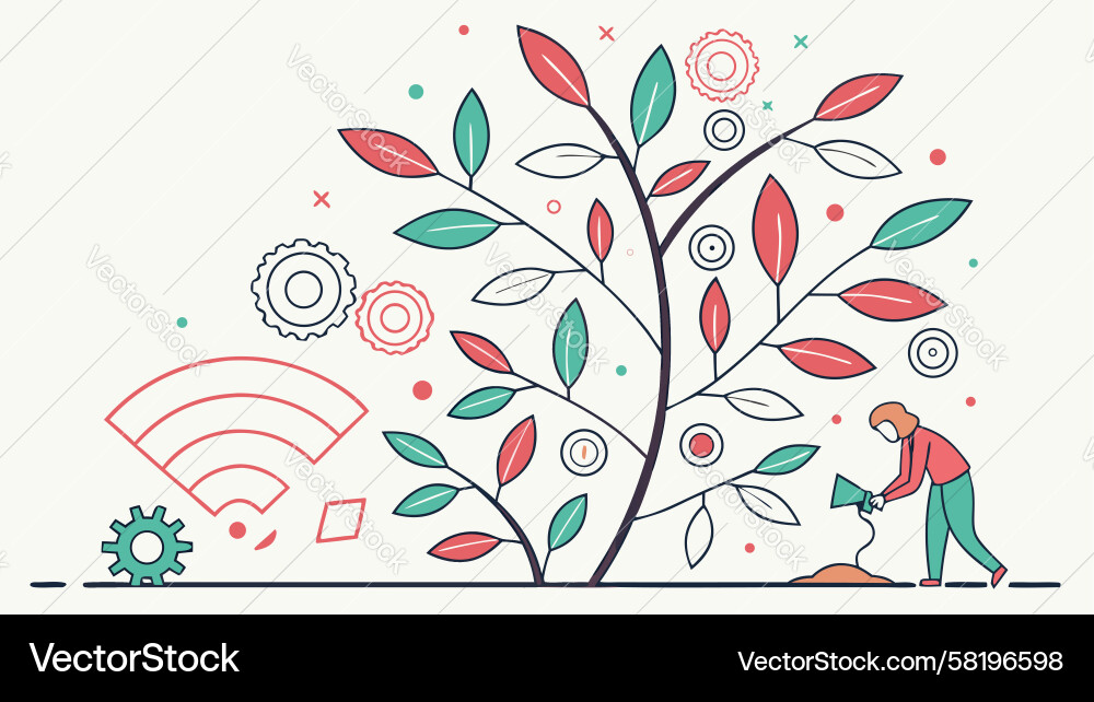 Smart Farming with Data Streams Vector Image
