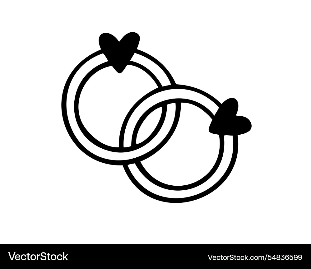 Angebundene Hochzeitsringe Doodle Hand gezeichnete Ikone Angebundene Hochzeitsringe Doodle Hand gezeichnete Ikone vektorbild