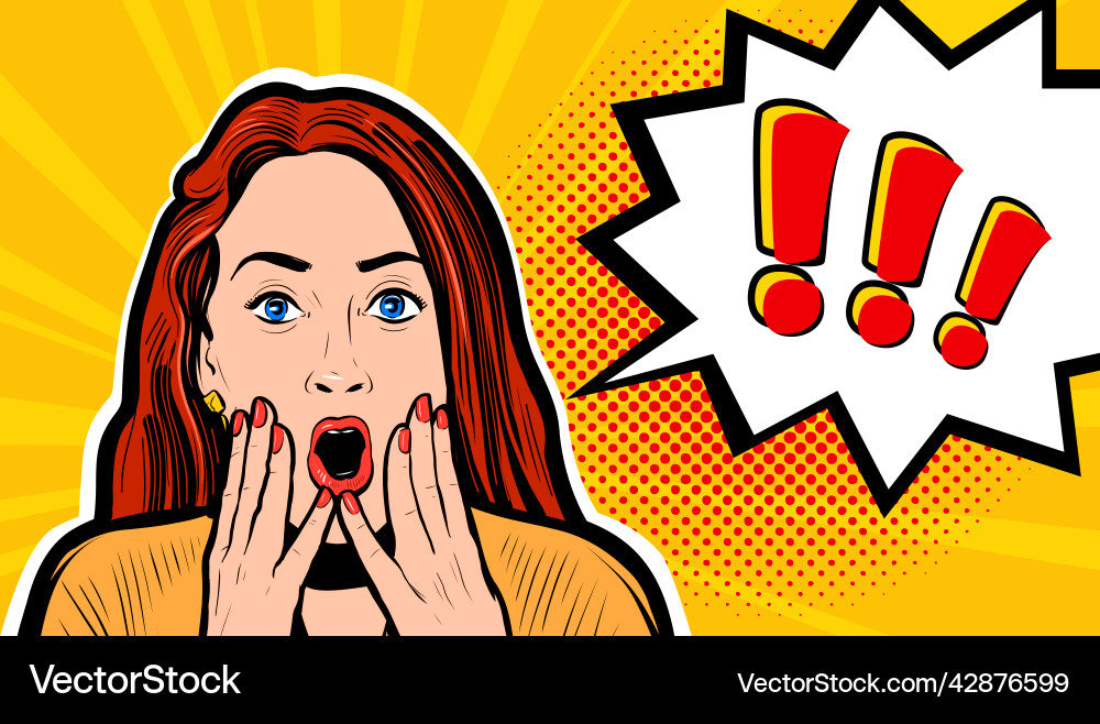 Überrascht Frau Gesicht mit offenem Mund Comic Mädchen Überrascht Frau Gesicht mit offenem Mund Comic Mädchen vektorbild