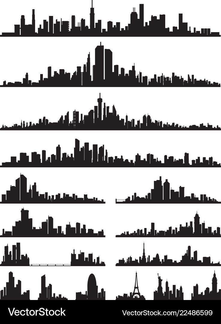 Detailed City Skylines Collection Vector Image
