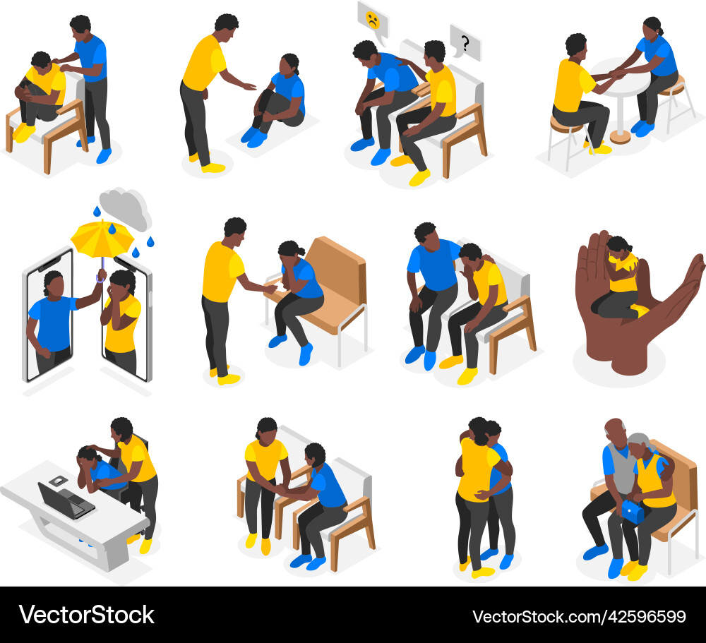 Empathy characters isometric set Empathy characters isometric set vector image