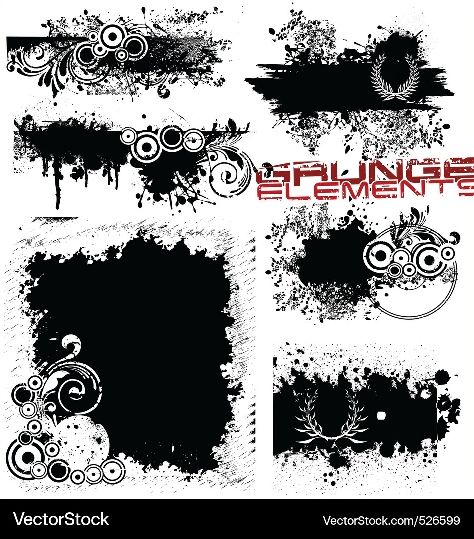 Grunge Splatter Elements Vector Image