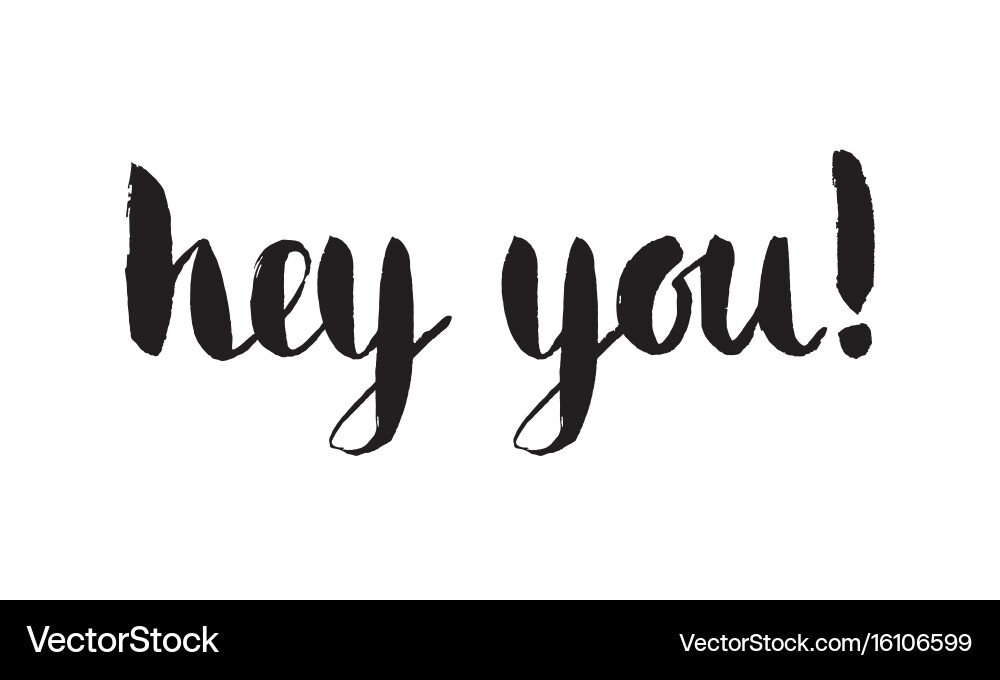 Handwritten 'Hey You' Ink Script vector image