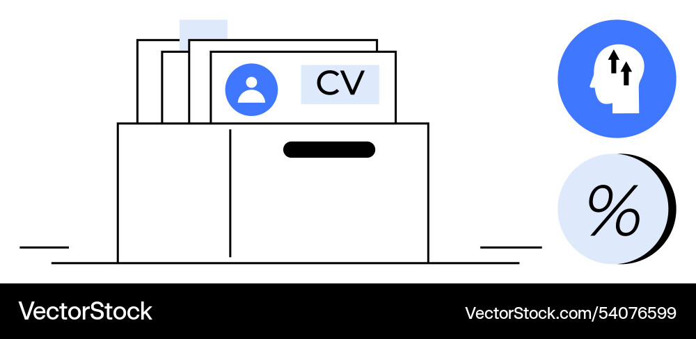 Job applications in file drawer with profile cv Job applications in file drawer with profile cv vector image