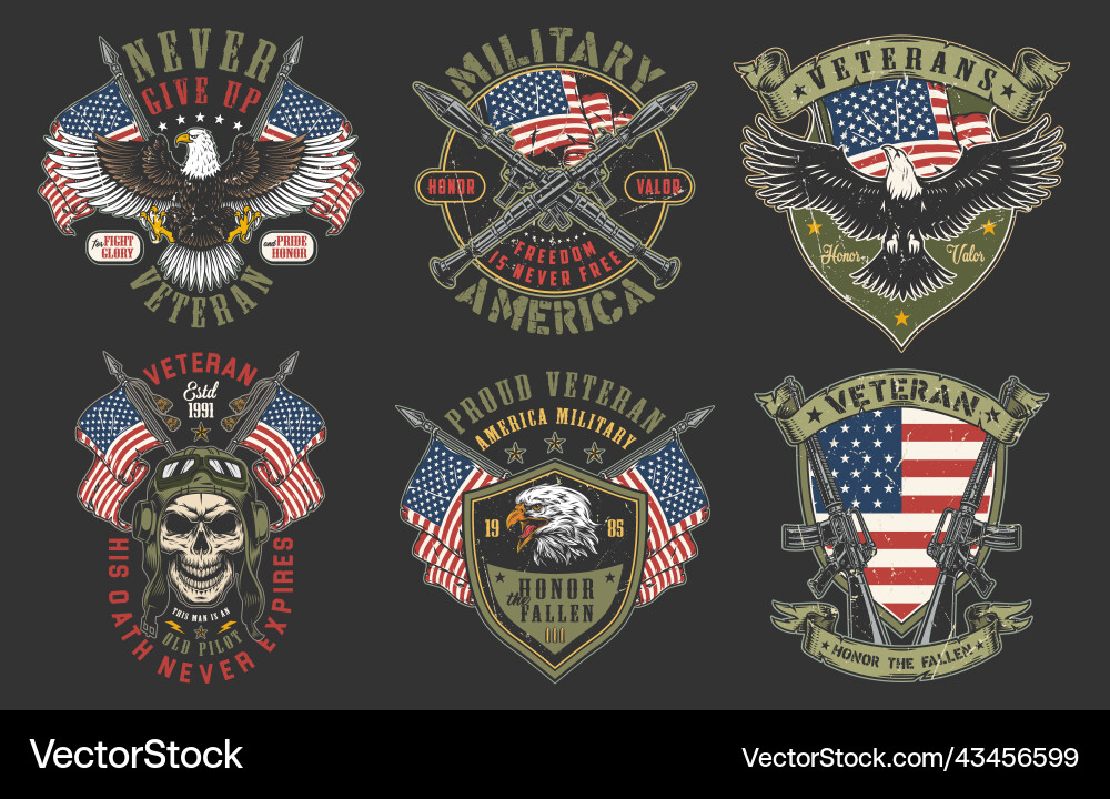 Military america set colorful poster Military america set colorful poster vector image