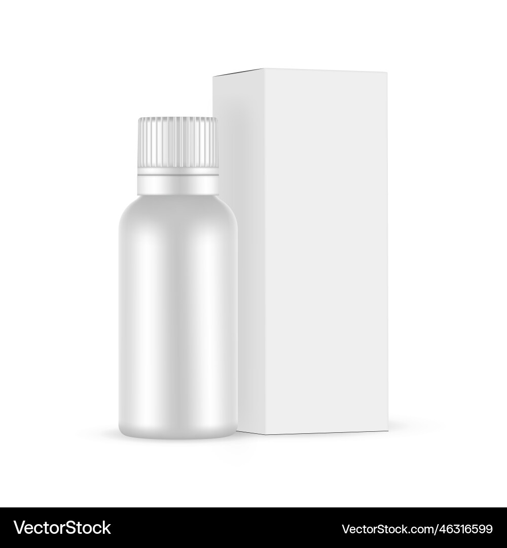 Plastic bottle for cough syrup or mixture box Plastic bottle for cough syrup or mixture box vector image