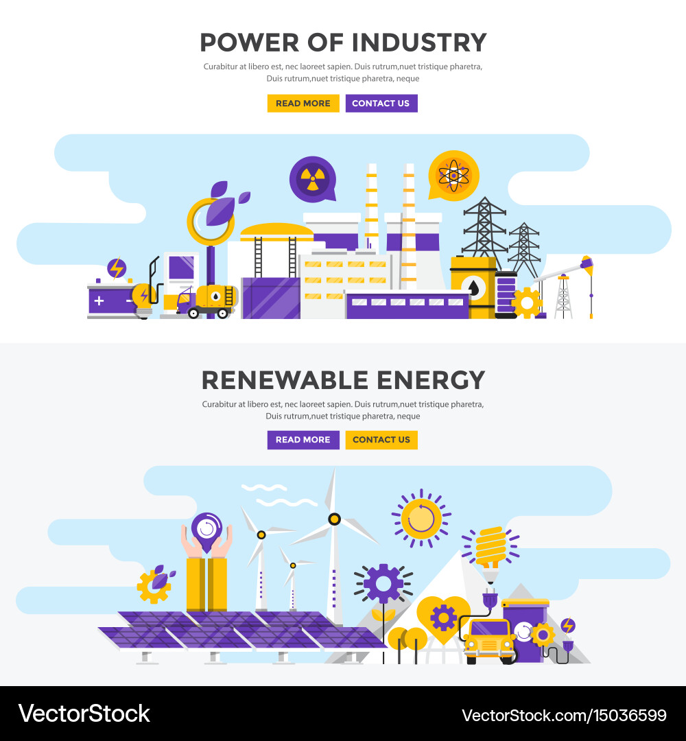 Renewable Energy & Industry Banners Vector Image