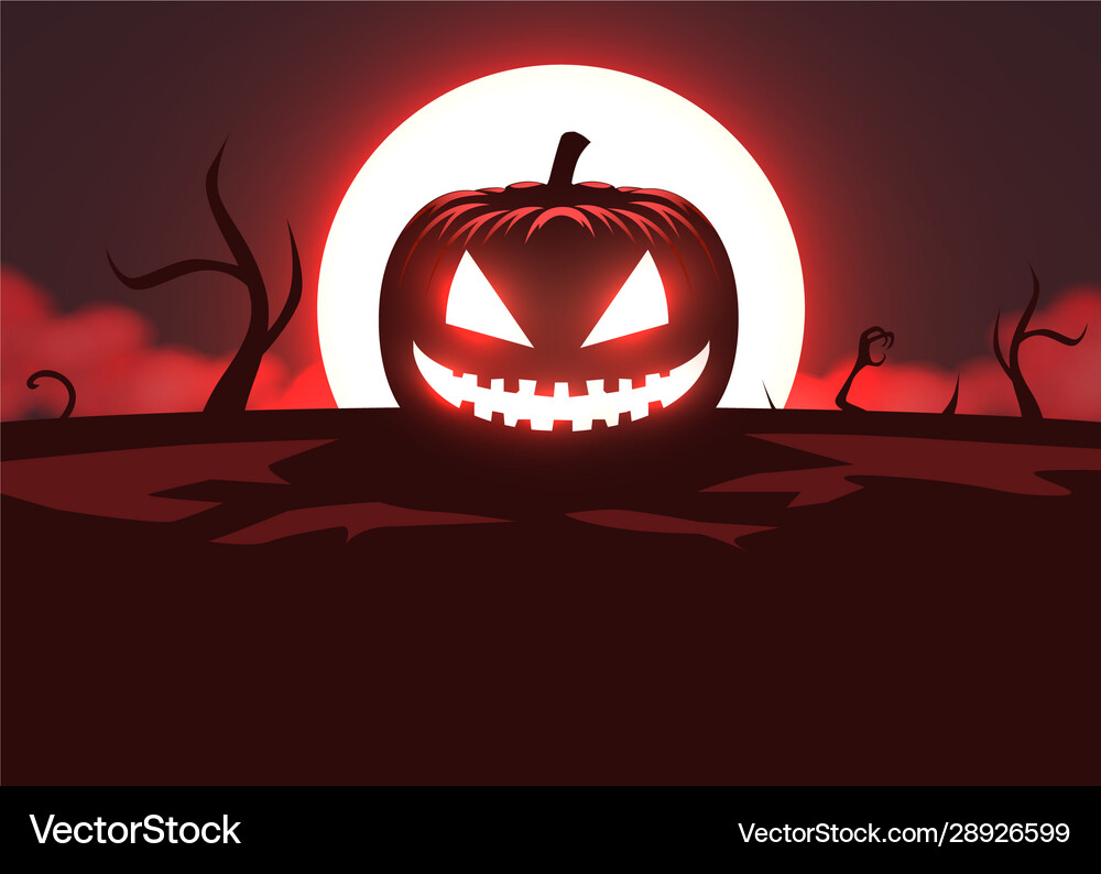 Silhouette scary pumpkin zombie hand on moon – Royalty-Free Vector |  VectorStock, image size:1000x794