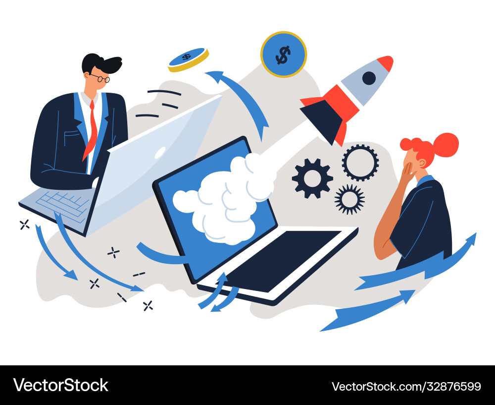Startup team successful completion project Startup team successful completion project vector image