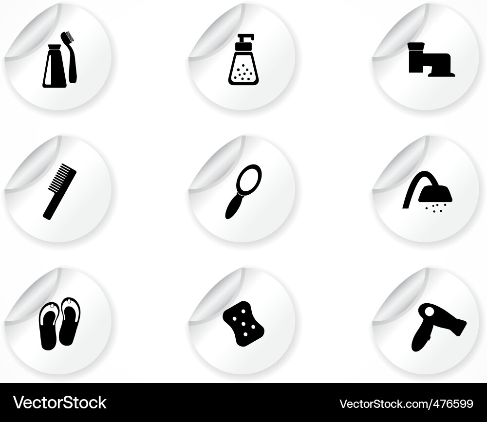 Stickers with icons Vector Image