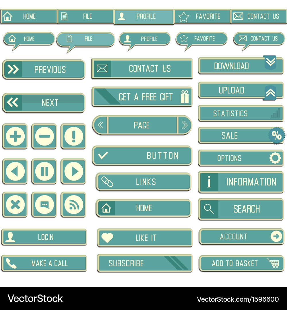 Collection of paper web buttons for your site vector image