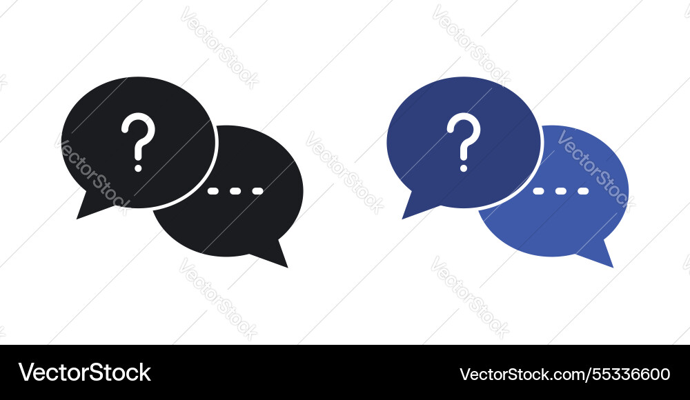 Comment question icons set black and colored style
