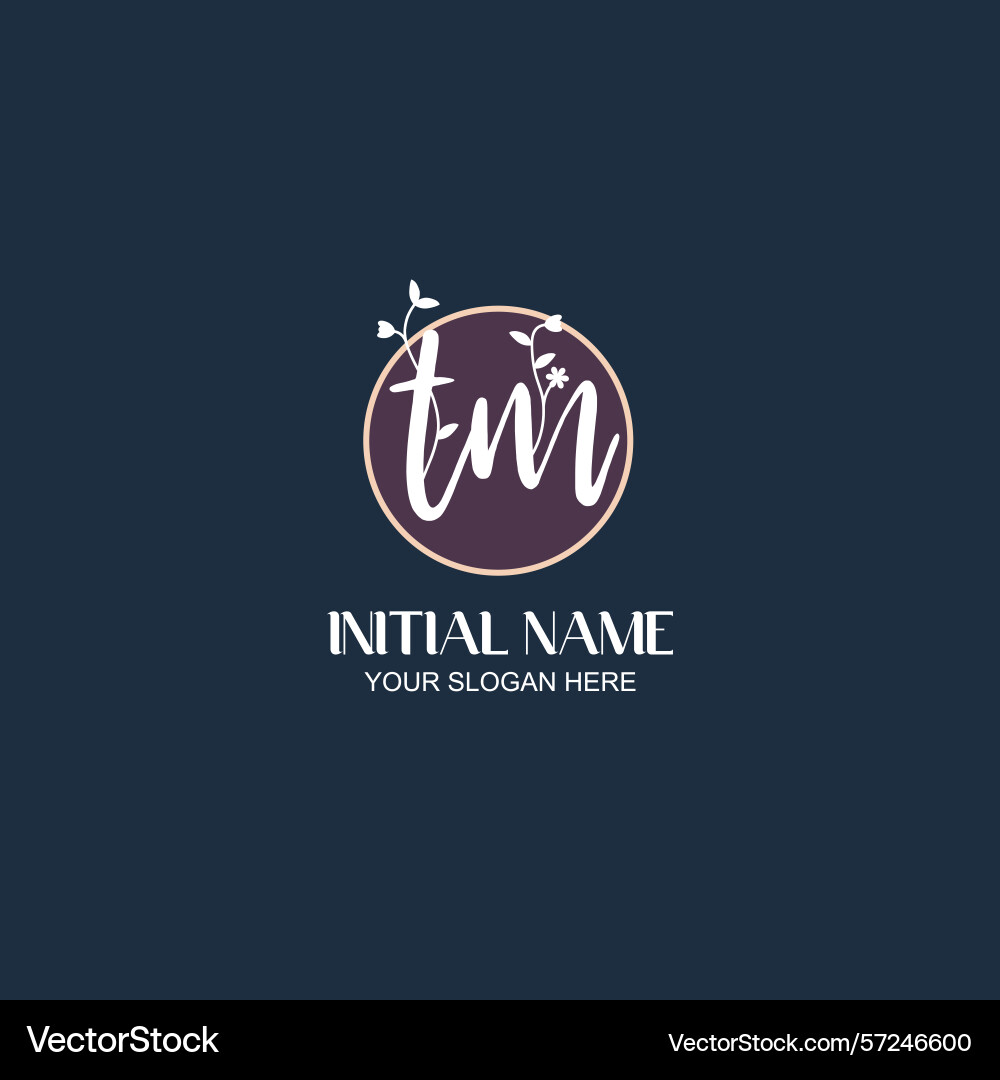 Elegant tm initial logo design with botanical Vector Image