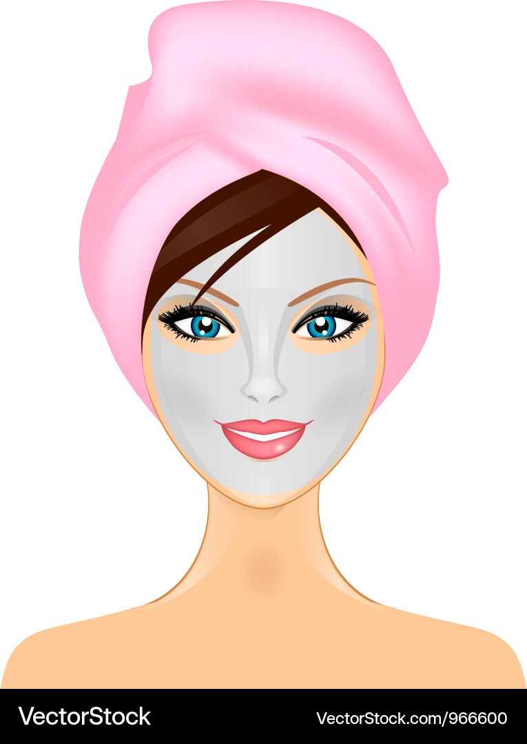 Frau mit Gesichtsmaske - Beauty & Skincare Vektorbild