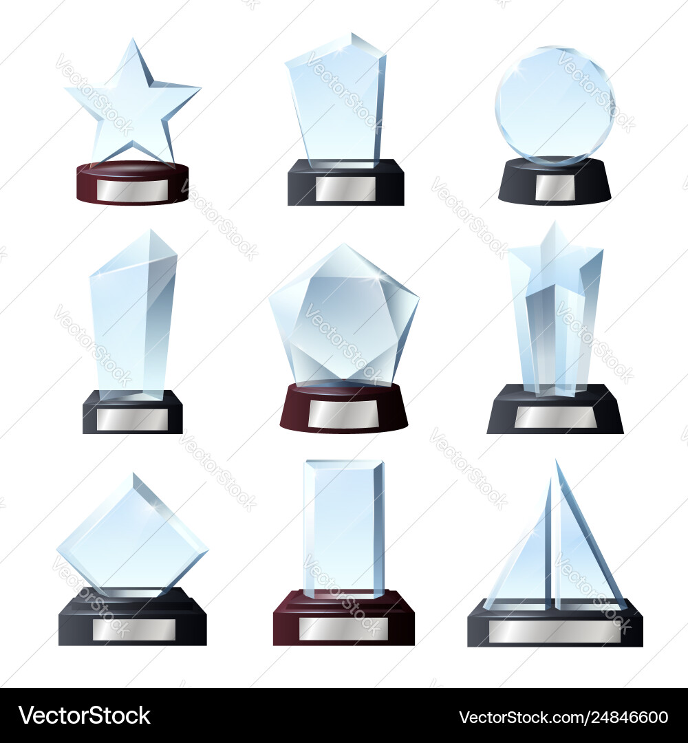 Glass winner awards crystal sport trophy prizes Glass winner awards crystal sport trophy prizes vector image