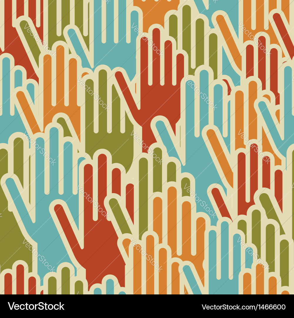 Hands Up: Diverse Community Pattern Vector Image