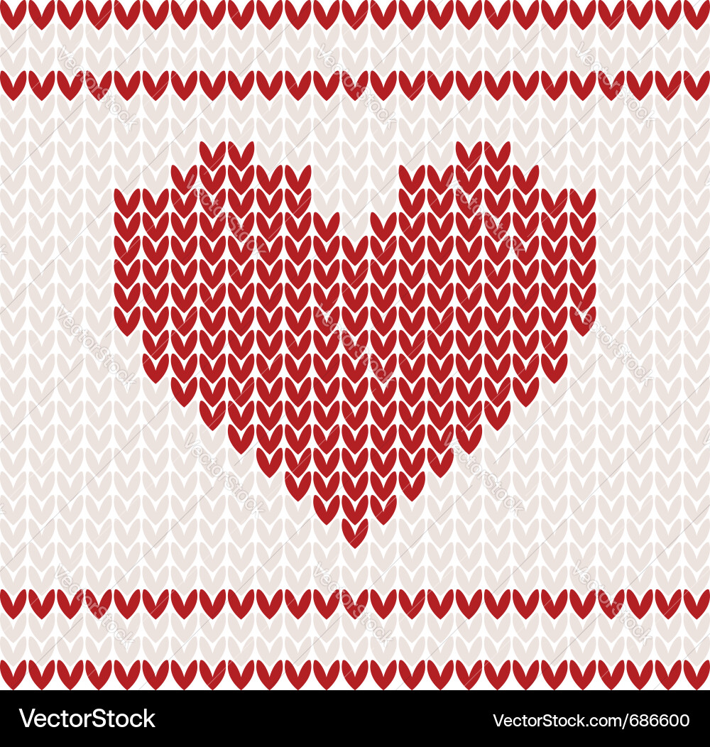 Heart knitted pattern Royalty Free Vector Image
