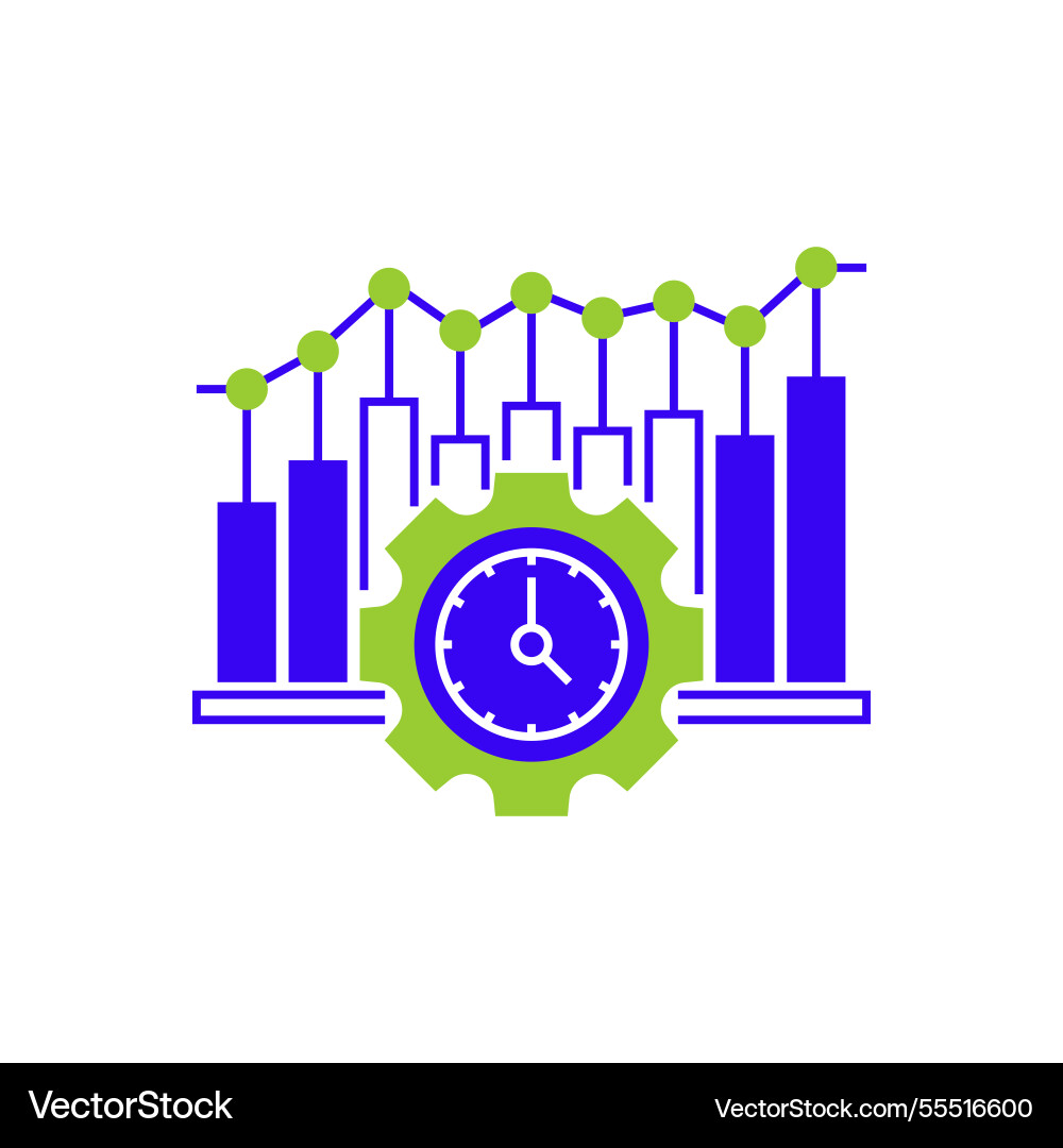 Real time monitoring two tone color icon linear Real time monitoring two tone color icon linear vector image