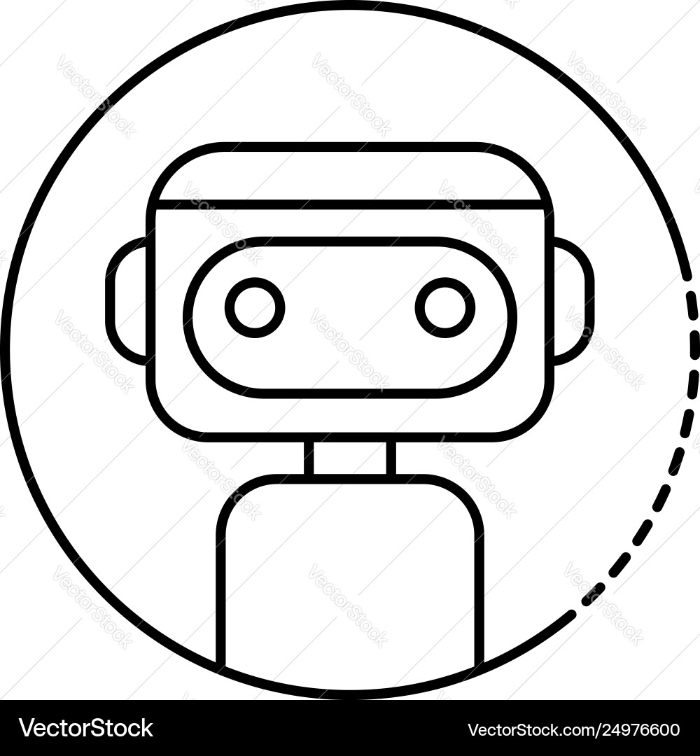 Robot in circle icon outline style Robot in circle icon outline style vector image
