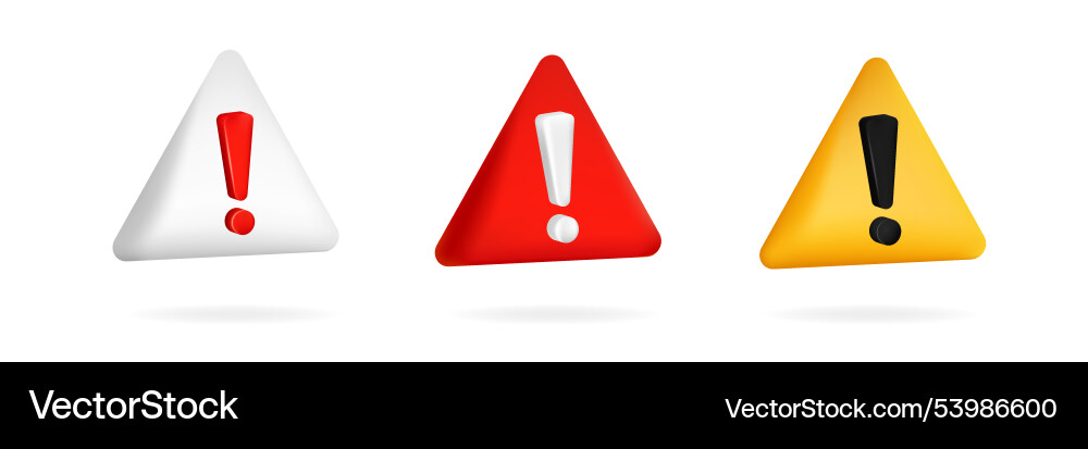 Set of warning triangle with exclamation mark vector image