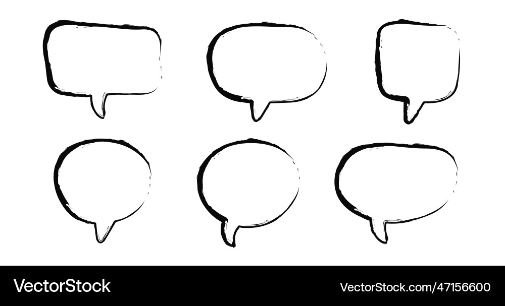 Speech bubbles linear brush set dialog icons Speech bubbles linear brush set dialog icons vector image