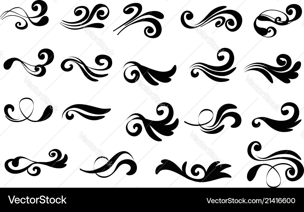 Swirly line curl patterns isolated on white Swirly line curl patterns isolated on white vector image