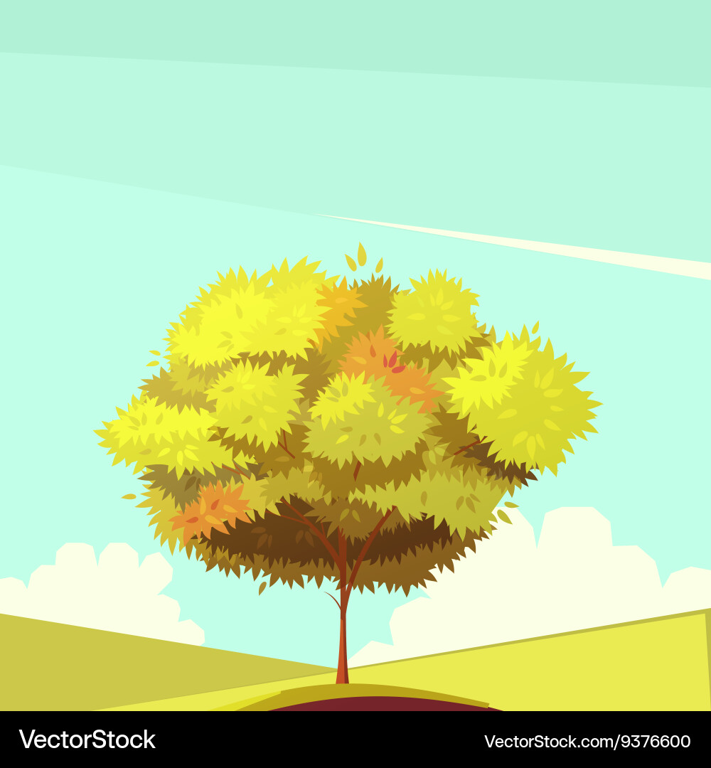 Tree with root retro cartoon vector image