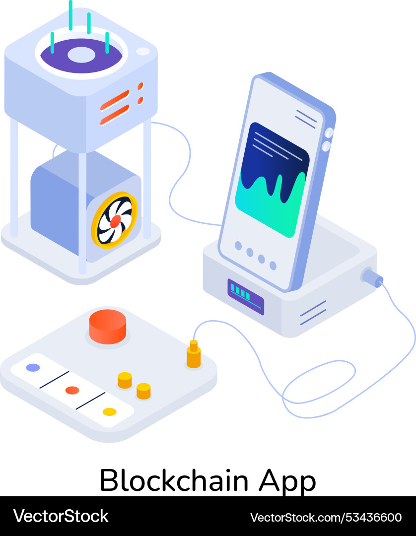 Weban isometric icon of blockchain app vector image