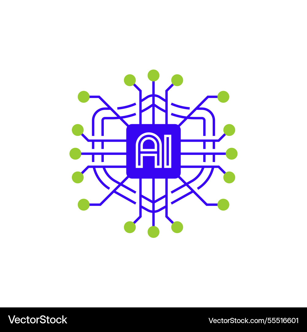 Ai security two tone color icon linear style sign Ai security two tone color icon linear style sign vector image