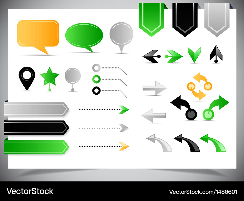 Collection of arrows markers and pointers Vector Image