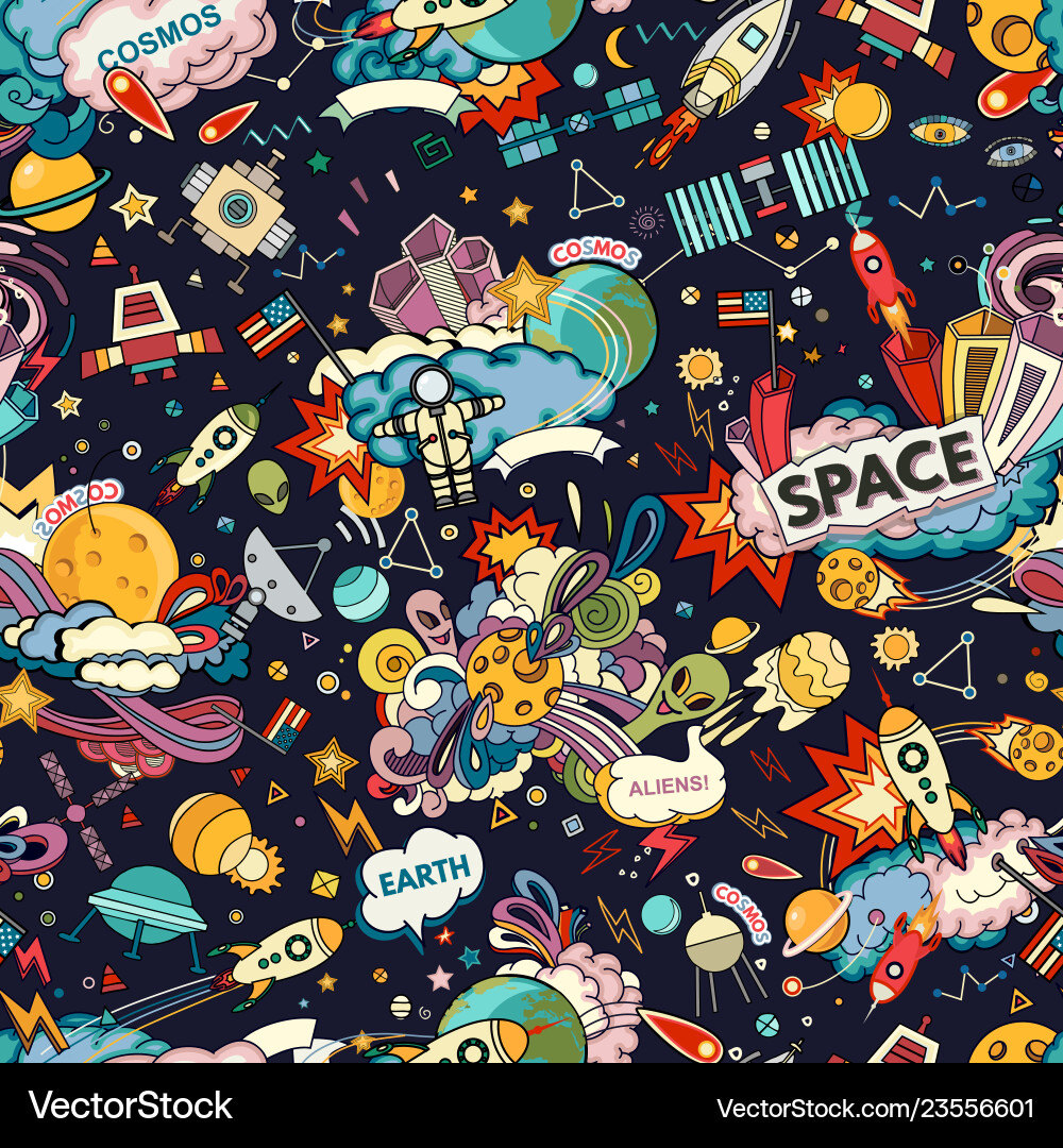Cosmos seamless pattern Cosmos seamless pattern vector image