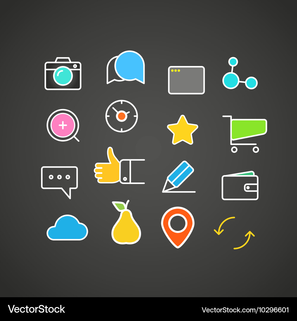 Different simple web icons collection flat design Vector Image