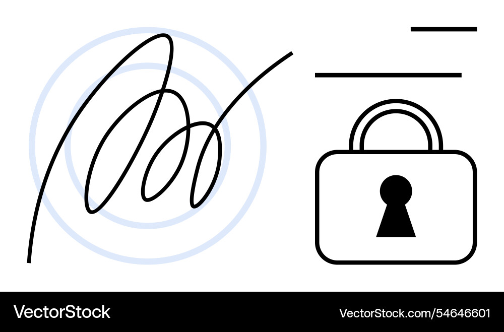 Digital signature security with padlock and lines Digital signature security with padlock and lines Vector Image