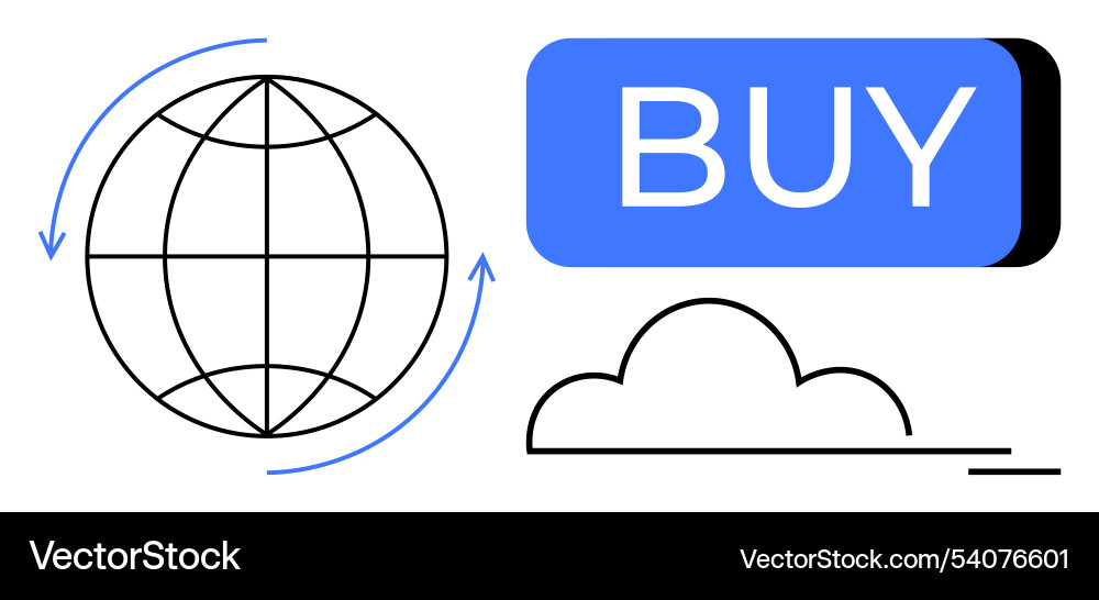 E-commerce global access with buy button and cloud E-commerce global access with buy button and cloud Vector Image