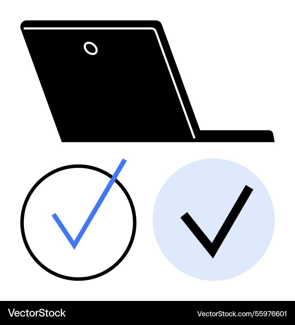 Laptop with checkmarks highlighting completion Laptop with checkmarks highlighting completion vector image