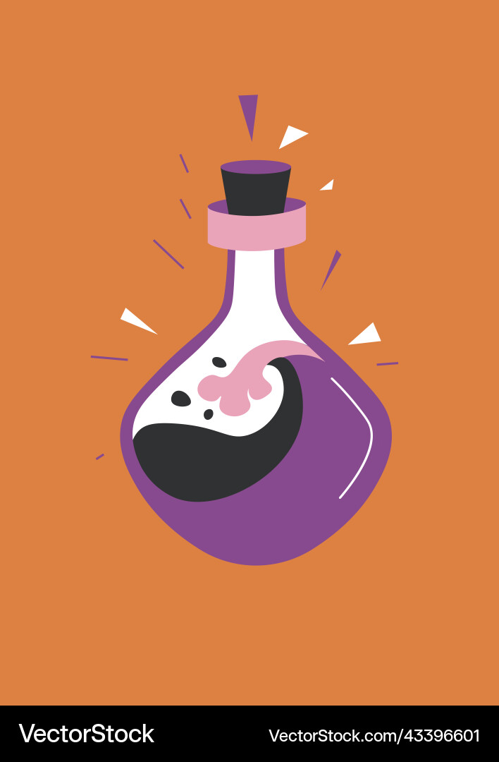 Magic potion in bottle with cap elixir or spell Magic potion in bottle with cap elixir or spell vector image