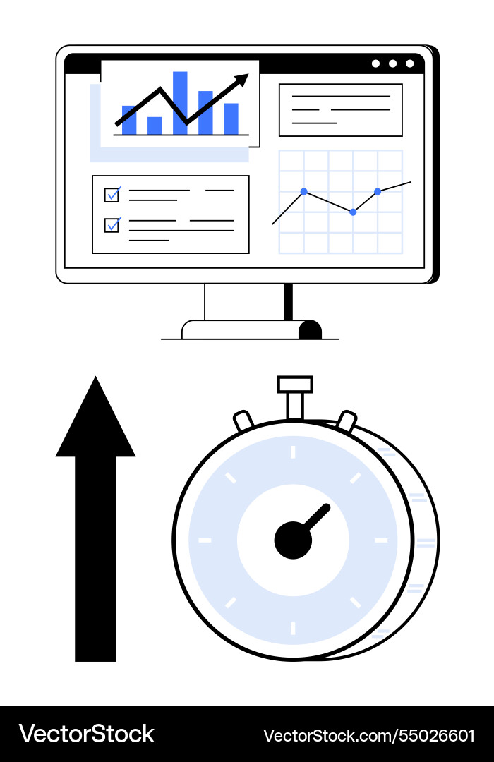 Performance metrics dashboard with graphs Performance metrics dashboard with graphs vector image