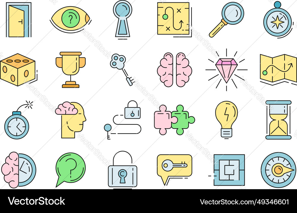 Quest icons set color Quest icons set color vector image