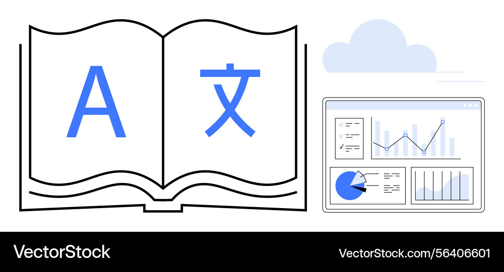 Translation and data visualization concepts Translation and data visualization concepts vector image