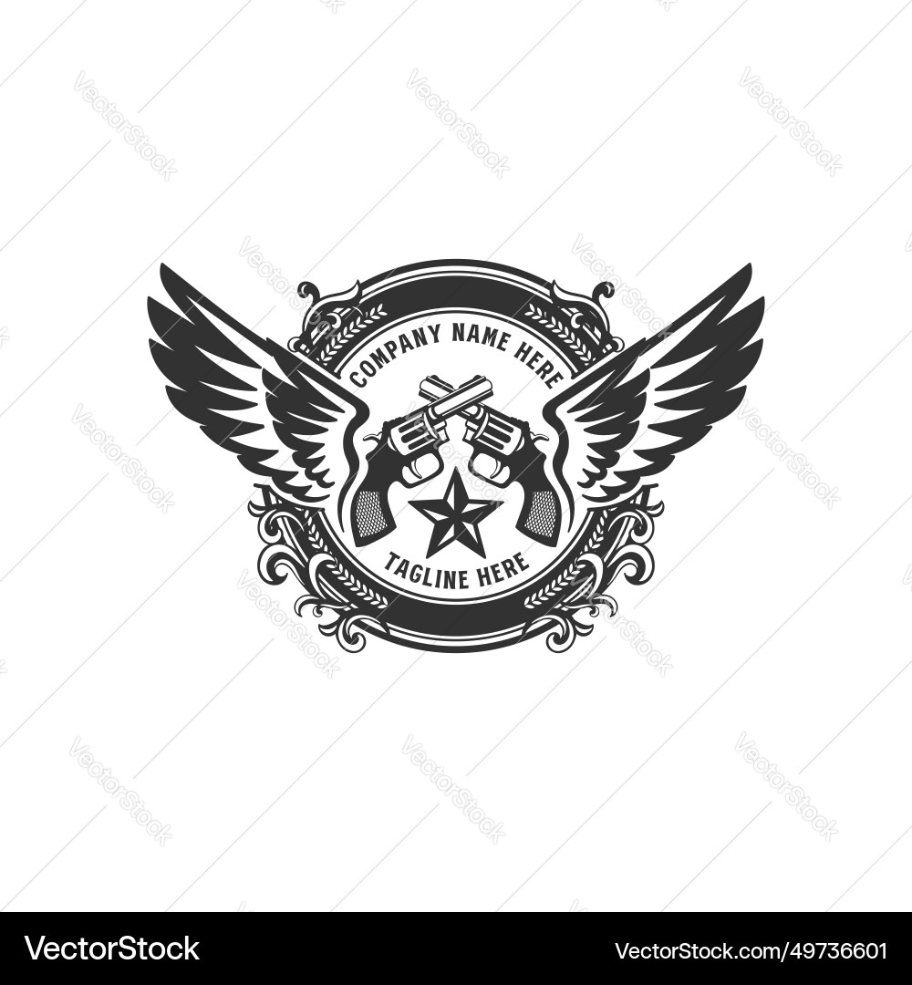 Vintage retro Cowboy texas gekreuzte Waffen Badge Vintage retro Cowboy texas gekreuzte Waffen Badge vektorbild