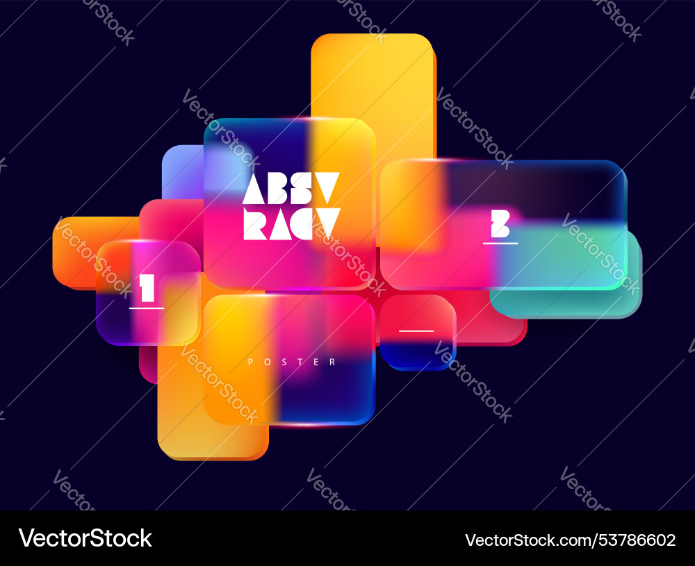 3d color squares and rectangles in glass morphism 3d color squares and rectangles in glass morphism Vector Image