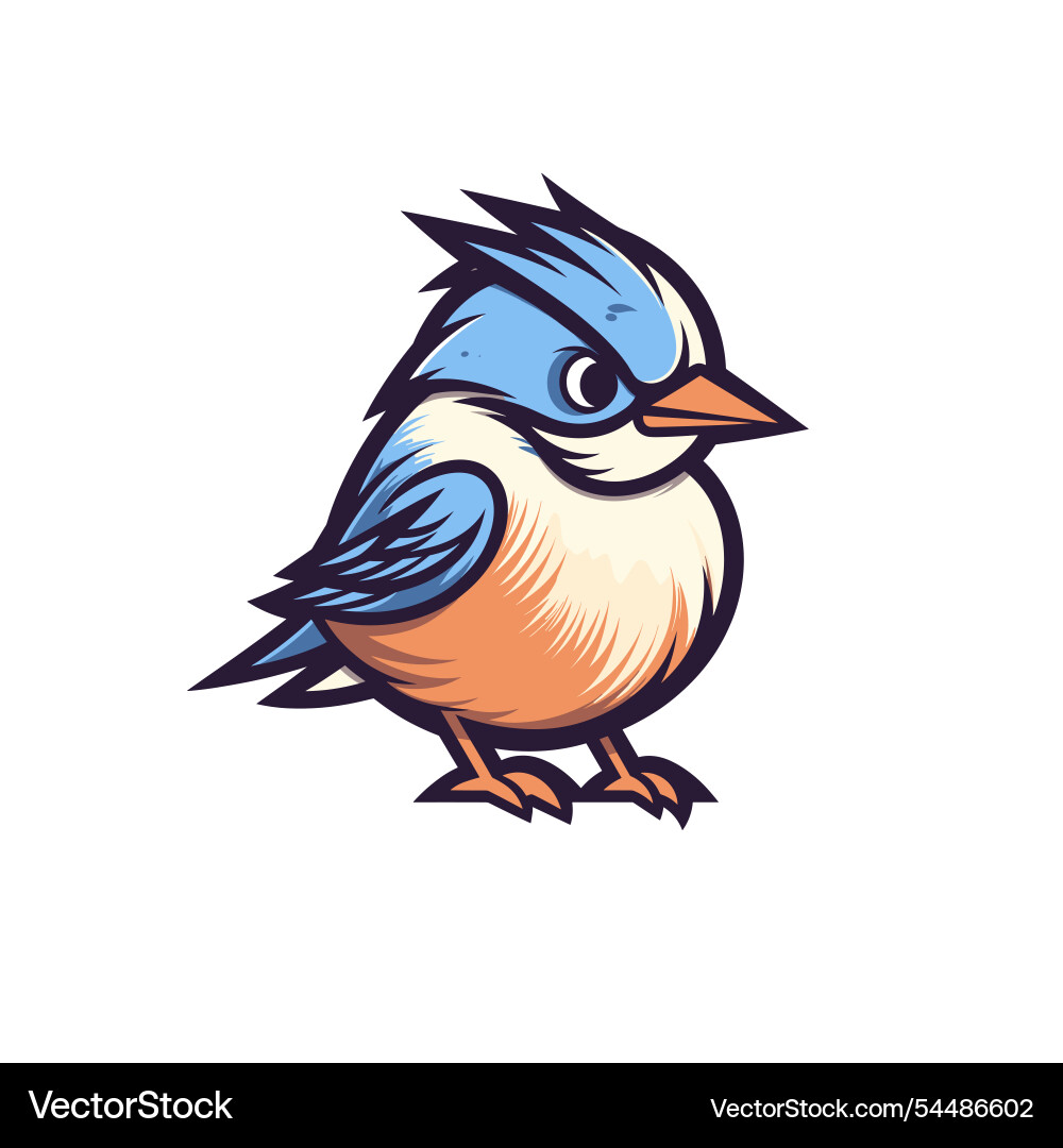 Bunte Karikaturvogel mit blau und orange Bunte Karikaturvogel mit blau und orange vektorbild