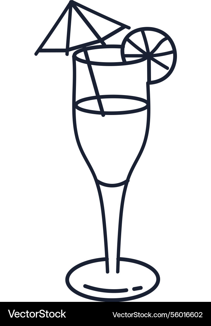 Doodle tropical cocktail glass Doodle tropical cocktail glass vector image